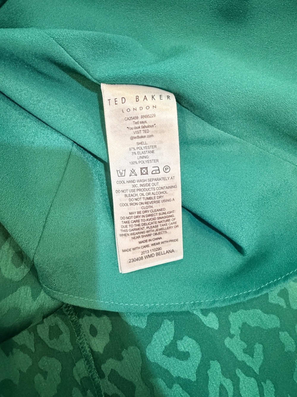 NEW Ted Baker Bellana Emerald Jaquard Leopard Dress TB Size 1 US Women’s Size 4 - Picture 14 of 15